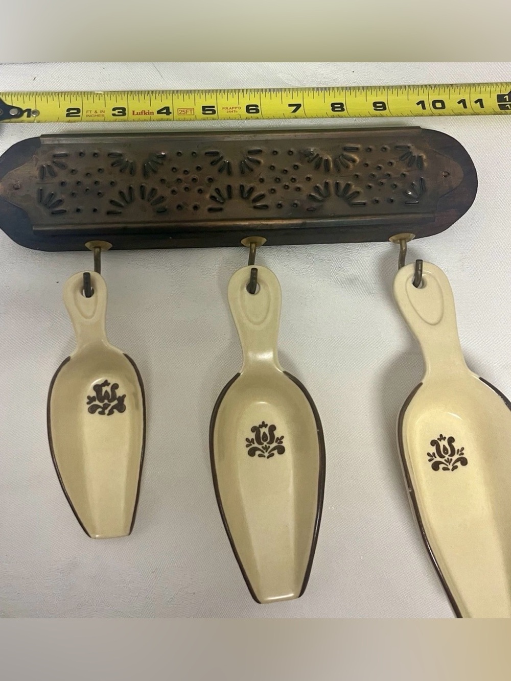 Pfaltzgraff Village Set Stoneware Scoops S,M,L Bicentennial Brown on Ivory